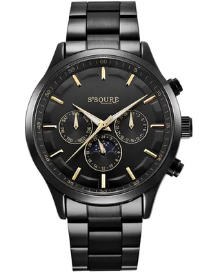 Produktbild von Alienwork Herren Damen mechanische Automatik-Uhr schwarz mit Edelstahl Metallarmband Kalender