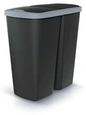 Image de Poubelle Prosperplast COMPACTA Q DUO, 45 l noir avec couvercle gris clair