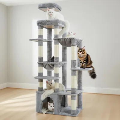 Imagen del producto de Árbol para gatos XXL de 180 cm de altura, con una base extremadamente estable y grandes hamacas