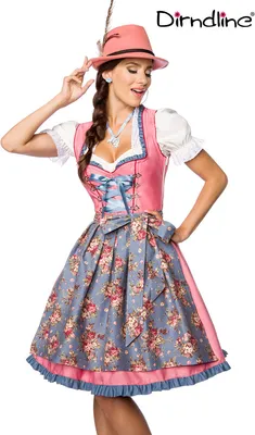 Produktbild von Dirndline Verträumtes Dirndl mit Denim Rosa - Blau - 2XL
