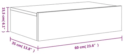 Imagen del producto de Mueble de televisión con iluminación LED, color gris cemento, 60 x 35 x 15,5 cm