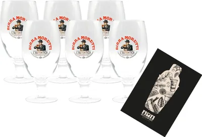 Produktbild von Birra Moretti 6er Set Bierglas 6x Glas Gläser Tulpe mit 0,2L Eichung