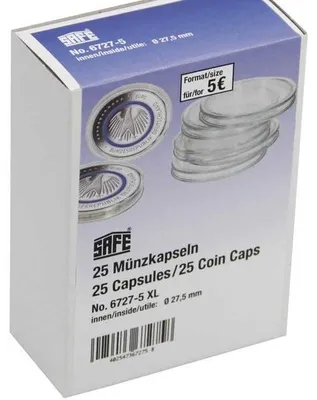 Produktbild von SAFE 6727-5 XL Münzdosen / Münzkapseln 25er-XL-Sparpack 27,5 mm