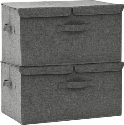 Immagine prodotto di vidaXL Scatole portaoggetti 2 pezzi in tessuto 50x30x25 cm antracite