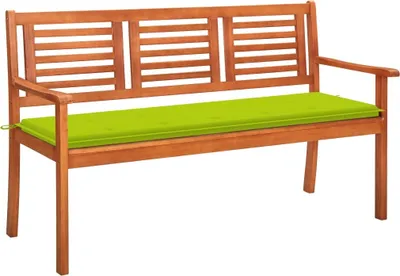 Image de Banc de jardin 3 places avec coussin 150 cm Bois d'eucalyptus