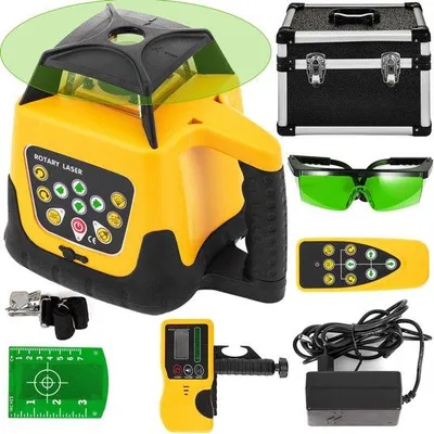 Obrázok produktu pre Rotačný laser profesionálne zelené svetlo 500 m pracovný dosah - 360° rotačný laser - Vodotesný a prachotesný - Použitie v exteriéri - 20 hodín pracovného času