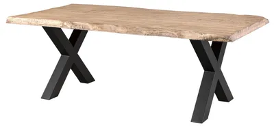 Produktbild von MASSIVMOEBEL24.DE Baumtisch Mango 220x100x77 beige lackiert / X-Beine anthrazit matt FREEFORM 5