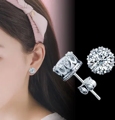 Produktbild von Modische Damen-Ohrstecker, versilbert, mit Zirkonia, Piercing-Schmuck