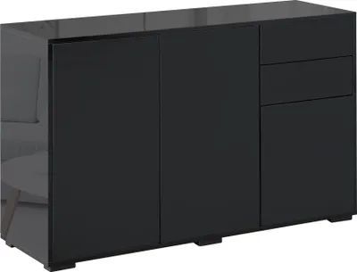 Produktbild von ZMHSideboard Aufbewahrungsmöbel mit 2 Schubladen 3 Türen verstellbarem Einlegeboden Spanplatte 117 x 36 x 74 cm schwarz