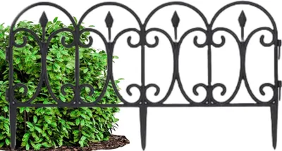 Produktbild von Gartenzaun Kunststoff schwarz Vintage 4 Stk