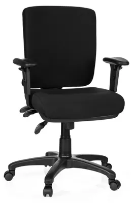 Produktbild von hjh OFFICE Profi Bürostuhl ZENIT BASE Ergonomischer Schreibtischstuhl mit Armlehnen (höhenverstellbar) Stoff Schwarz Drehstuhl für Büro, Zuhause