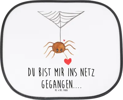 Produktbild von Mr. & Mrs. Panda Sonnenschutz Fürs Auto Spinne Agathe Liebe - Weiß - Geschenk, Verliebt, Liebesbeweis, autofenster, Liebesgeschenk, Seitlicher, Autoscheibe, Sonnenblende