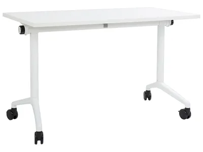 Produktbild von BELIANI Schreibtisch Weiß 120 x 60 cm Klappbar Faltbar mit Rollen Mobil Bürotisch für Homeoffice Büro Modernes Design