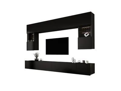 Produktbild von Wohnwand Schwarz, Breite: 300 cm, Höhe: VERSTELLBAR cm, Tiefe: 42 cm