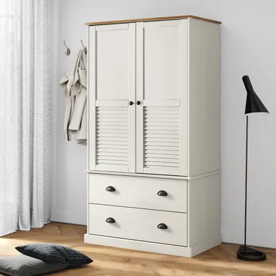 Image de vidaXL Armoire VIGO Blanc 90x55x176 cm Pin massif - Armoire - Penderies - Armoire en bois