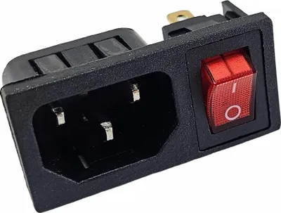 Produktbild von Kaltgeräte Buchse C-14 10A/250V, mit austauschbarem rotem 3Pin Schalter 6A/250V