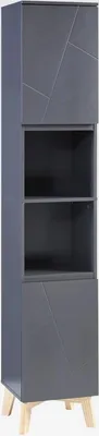 Produktbild von Hochschrank Overath Badezimmerschrank schmaler Badschrank mit 4 Fächern Beistellschrank Badregal mit 2 Türen 160x30x30cm Grau