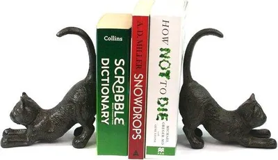 Produktbild von Famanu Bücherstützen Antike Stil - Katzenmotiv - 2er Set