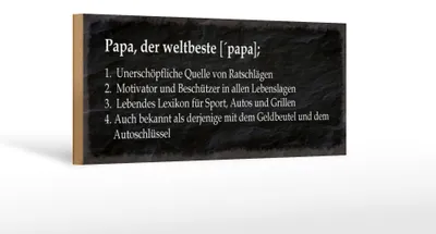 Produktbild von Holzschild Spruch 27x10cm Papa der weltbeste Beschützer