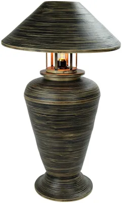 Produktbild von Fine Asianliving Tischlampe Bambus Spirale Handgefertigt Schwarz 40x40x65cm