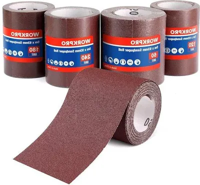 Image de Lot de rouleaux de papier abrasif à l'oxyde d'aluminium - 93 cm x 5 m - Grains 60/120/180/240 - Élimination de la corrosion et de la rouille