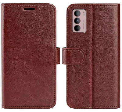 Produktbild von MobyDefend Hülle für Motorola Moto G42 - Kunstleder Klapphülle mit Kartenfächern und Standfunktion – Rückverschluss - Braun