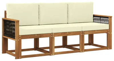 Immagine prodotto di vidaXL Set divani da esterno con cuscini 3 pezzi Naturale e Crema