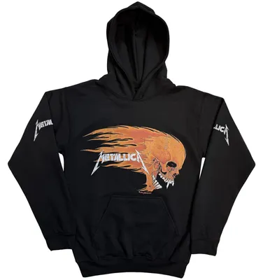 Produktbild von Metallica Worn Pushead Flaming Skull (Back Print) Black L Hoodie