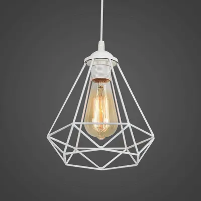 Obrázek produktu pro Moderní závěsné svítidlo, retro design, kovová konstrukce, bílá barva, patice E27