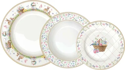 Produktbild von 18 tlg. Tafelservice SPRING BLOOM Ostern mit Blumen aus Porzellan Easy Life