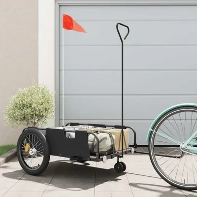 Immagine prodotto di Maison Exclusive - Rimorchio per bicicletta, nero, realizzato in tessuto Oxford e ferro