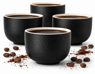 Espressotassen 4er-Set, 70 ml, Keramik, klein, für Espresso und Latte