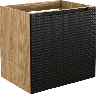 Zdjęcie produktu dla Szafka Łazienkowa 60 Cm Pod Umywalkę Czarna Dąb 2 Drzwi Nowoczesna