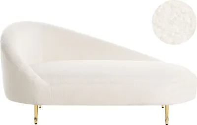 Obrázek produktu pro BELIANI Lenoška krémově bílá buklé čalounění levostranná zlaté nohy moderní design nábytek do obývacího pokoje