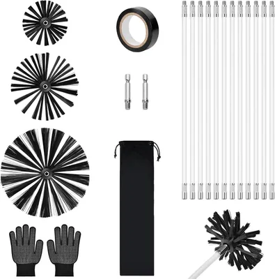 Imagen del producto de Kit de cepillos para chimeneas, flexible, de 41 cm, con 12 varillas, para la limpieza de chimeneas