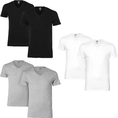 Produktbild von PUMA BASIC 2P V-NECK Herren Doppelpack V-Neck T-Shirts, Größe:XL, Farbe:White