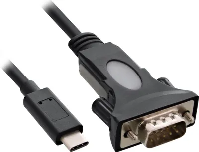Produktbild von InLine USB zu Seriell Adapterkabel, USB-C an 9pol Sub D Stecker, 1,8m, Schwarz, 1,8 m, USB Typ-C, DB-9, Stecker, Stecker