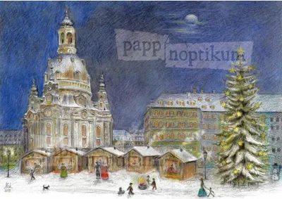 Produktbild von Adventskalender Dresden Frauenkirche – Weihnachtsmarkt-Motiv