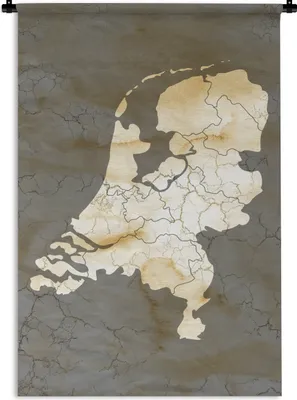 Produktbild von MuchoWow® Wandteppich Wandbehang Karte von Europa - Niederlande - Marmor 120x180 cm Tapisserie Dekoration Wandtuch - Schlafzimmer - Dekorationen für das Haus