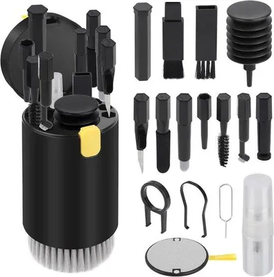 Produktbild von 20-teilig PC-Reinigungsset, tragbar, für Tastatur, Headset, iPhone, AirPods, Kamera, Smartphone, weiß