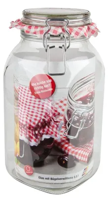 Produktbild von Einmachglas mit Bügelverschluss 2,5l Gothika – 13x13x25cm – Unsere Einmachgläser in kantiger Form haben einen Bügelverfschluss