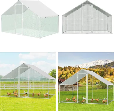 Immagine prodotto di Pollaio Aopunly pollaio tetto pollame casa piccoli animali stalle all'aperto recinto con porta con serratura, 3 x 2 x 2 m