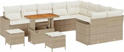 Immagine prodotto di Set di divani da giardino vidaXL, 13 pezzi, colore beige e crema, con capacità per 10 persone