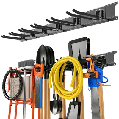 Obrázek produktu pro Nástěnný organizér na nářadí, do garáže, rozměry 122 cm, s 6 nastavitelnými kovovými háčky