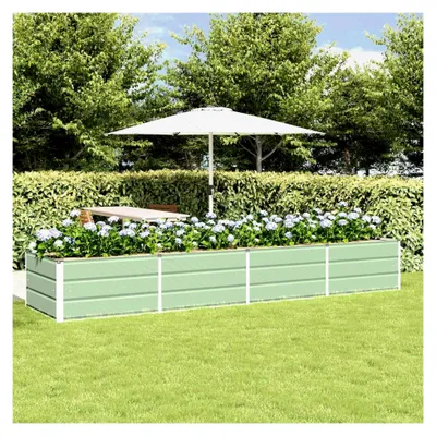 Produktbild von Blumenkästen, grün, 320 x 80 x 45 cm, Stahl, Hochbeet, Pflanzkübel für Blumen und Sukkulenten, Terrasse und Balkon