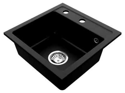 Produktbild von Granitspüle 44 x 44 cm Schwarz Einzelbecken Einbauspüle