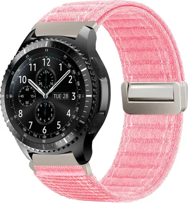 Produktbild von Smartwatch Armband für Samsung Gear S3 Classic 46mm Nylon Textil Band Ersatzband Wechselband Magnetverschluss flexibel atmungsaktiv Rosa