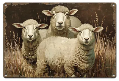Productafbeelding van Metalen bord - Schaapmotief - Landschap - Wanddecoratie voor binnen en buiten - 20x30 cm