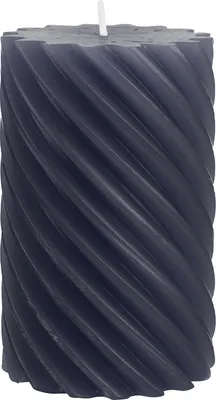 Produktbild von Stumpenkerze aus Paraffin, gedreht, Anthrazit, 110/70 mm, WENZEL, Brenndauer ca. 51h, Spiralkerze