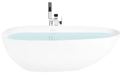 Obrázek produktu pro BELIANI Samostatně stojící vana bílá kompozitní materiál oválná 170 cm s tenkým okrajem koupelna